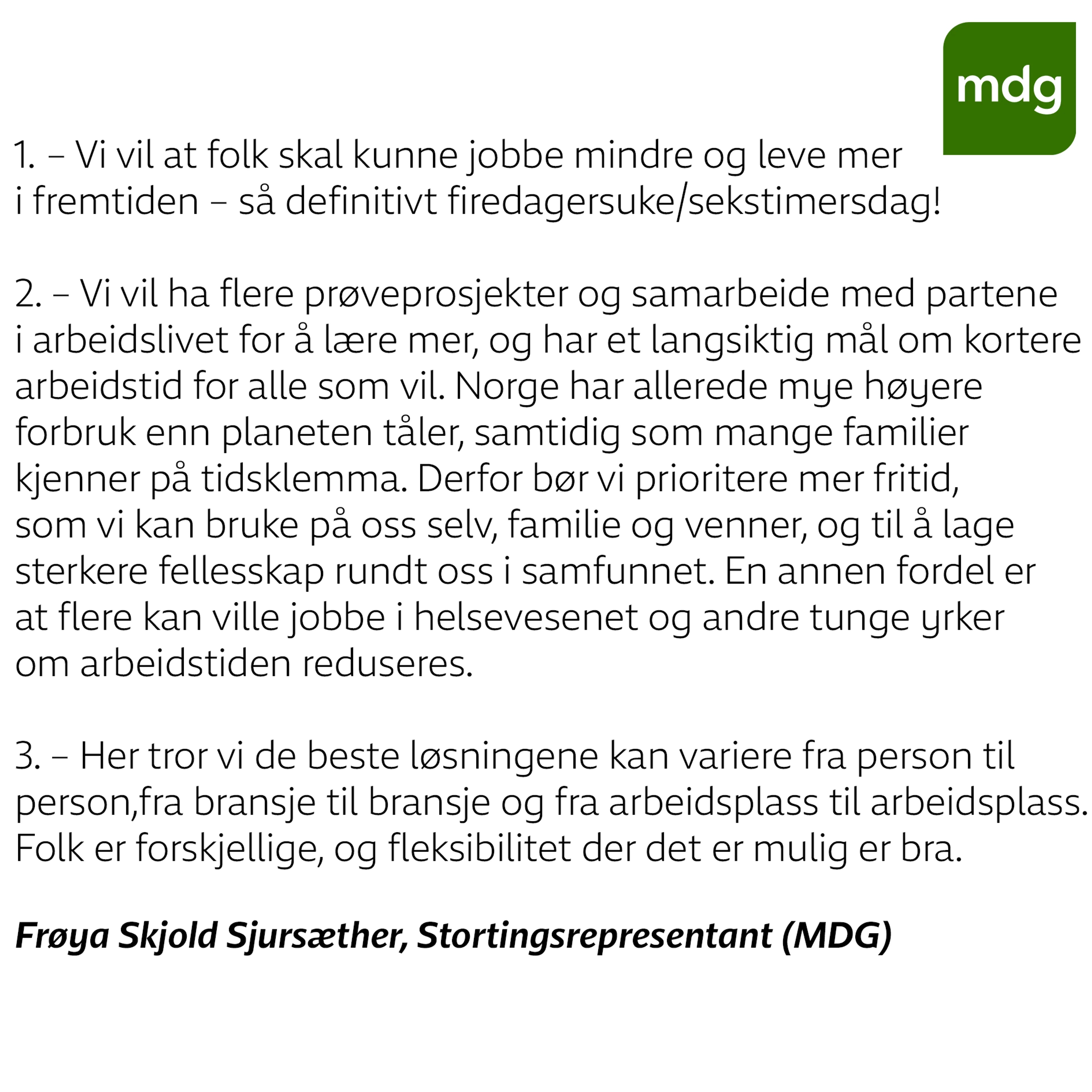 mdg sine svar