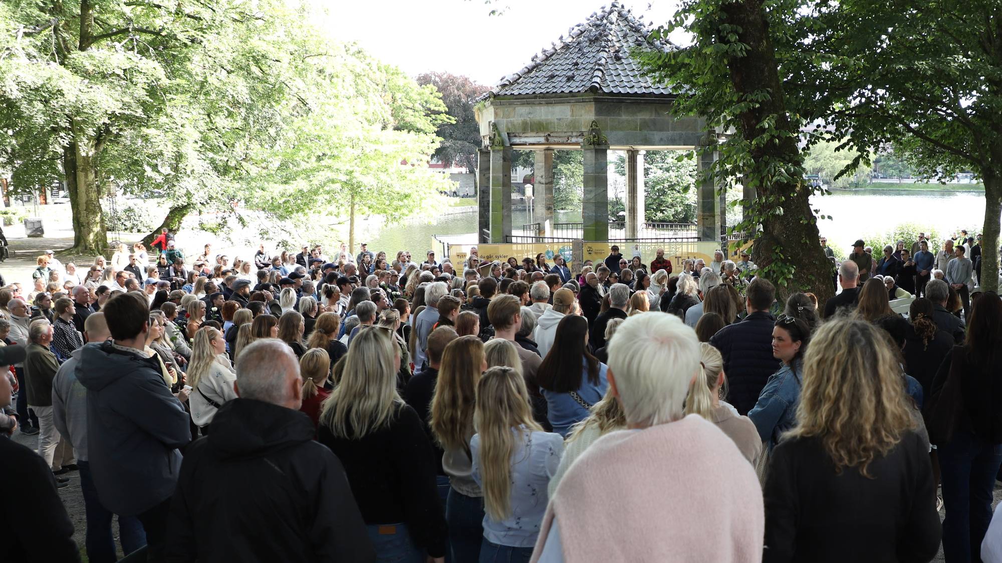 En folkemengde i en park.