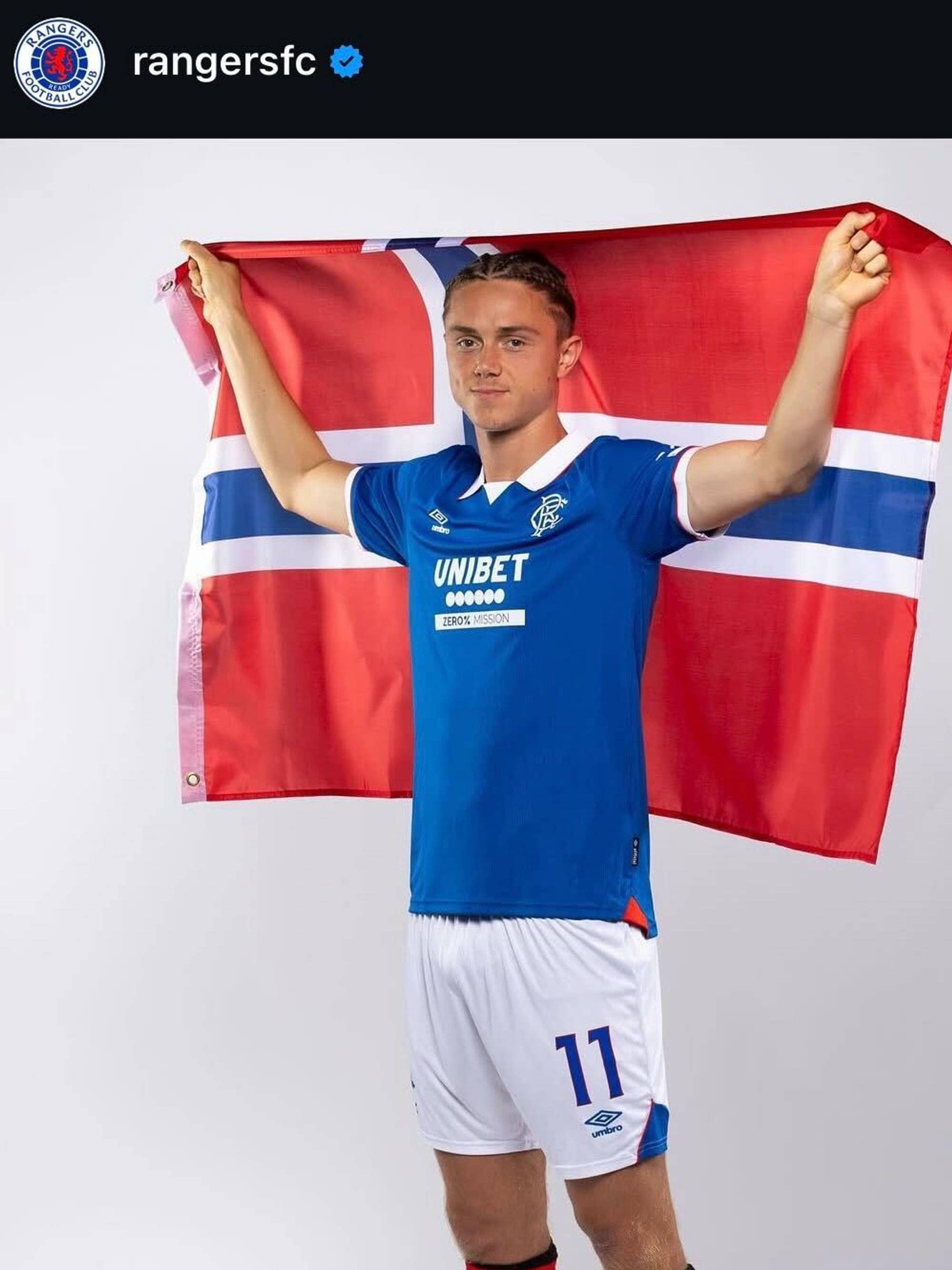Skjermbilde fra Rangers' Instagram-konto