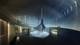 Illustration: Aart Architects Illustration of the Oseberg ship in place in the new museum at Bygdøy. The ship is entirely in a center in a large hall, illuminated and surrounded by people.