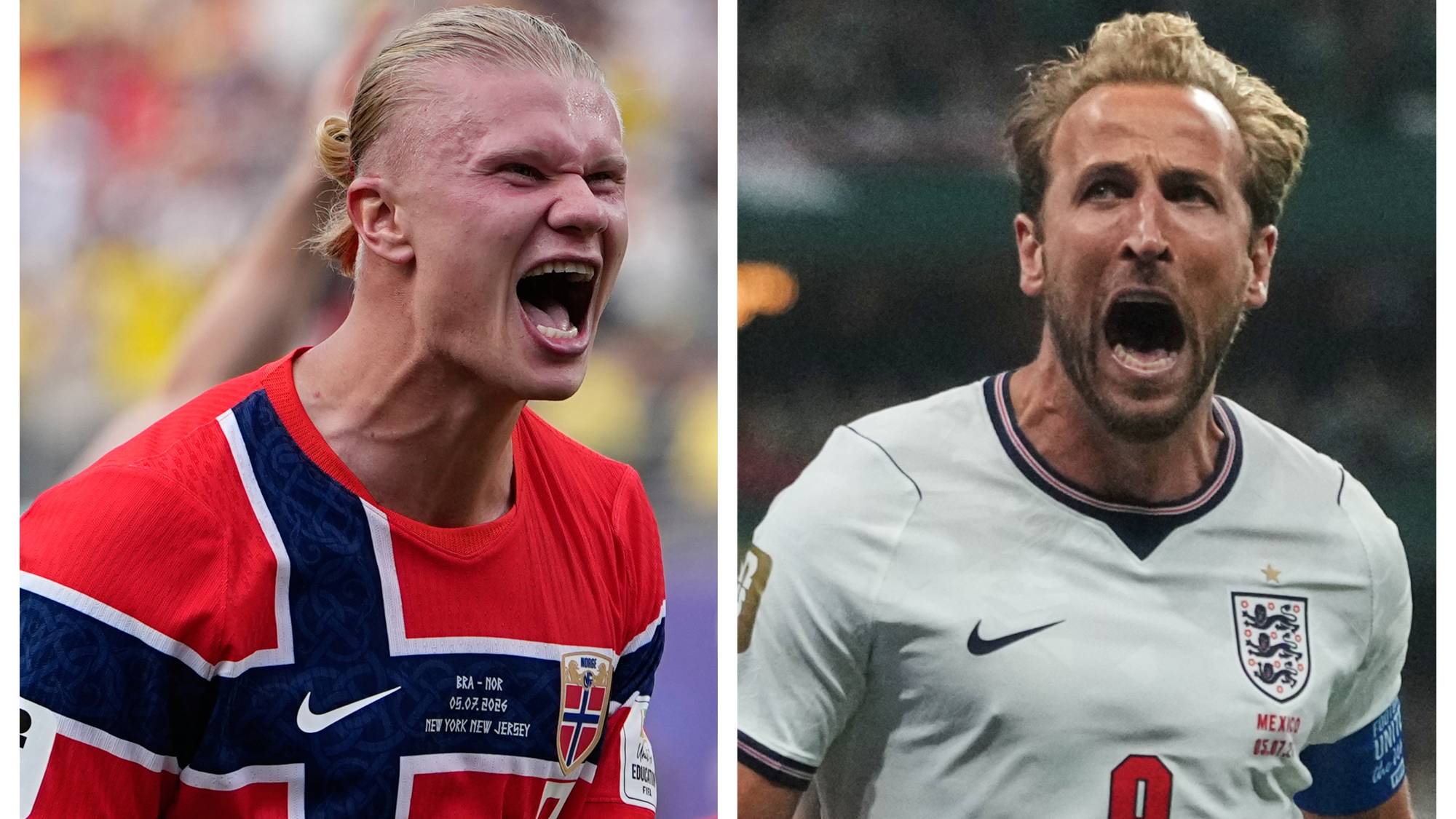 Erling Braut Haaland og Harry Kane før VM-kvartfinale.