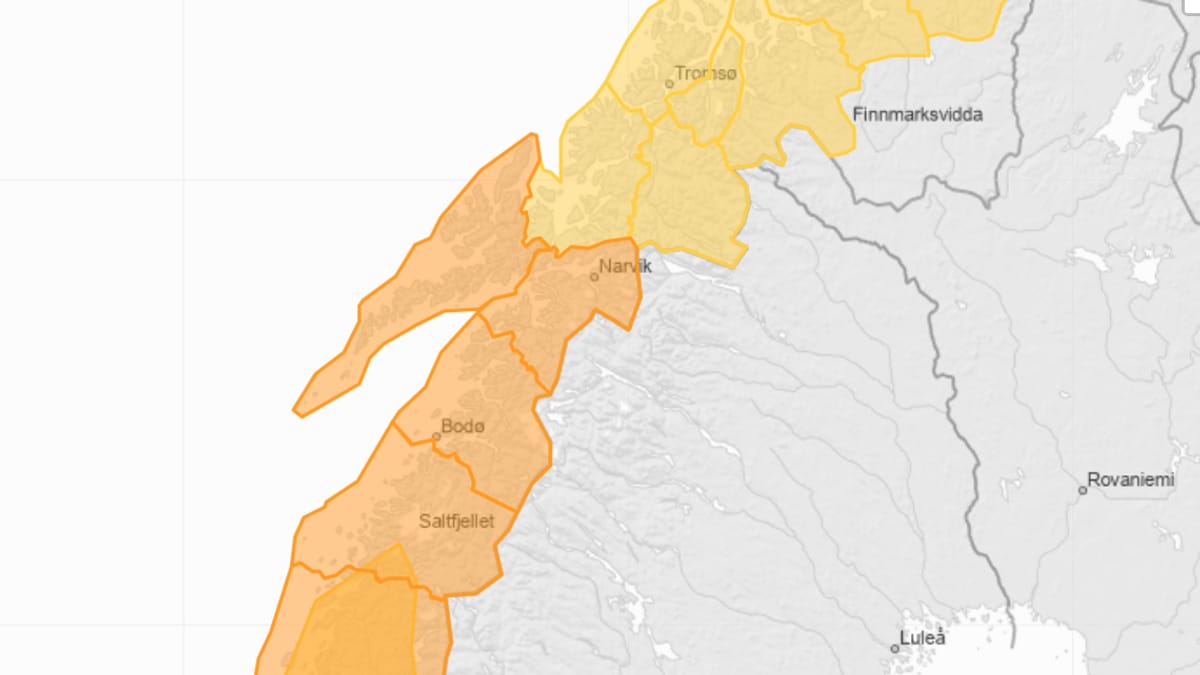 Oransje farevarsel for snøskred søndag