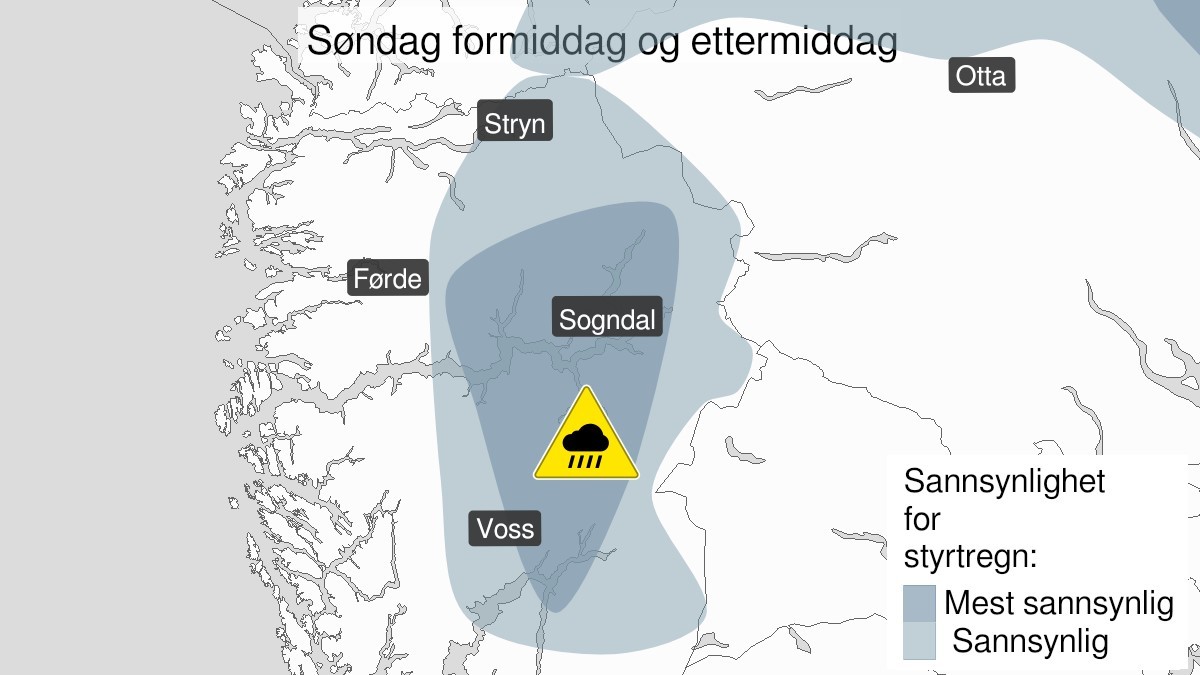 Sender ut gult farevarsel om styrtregn