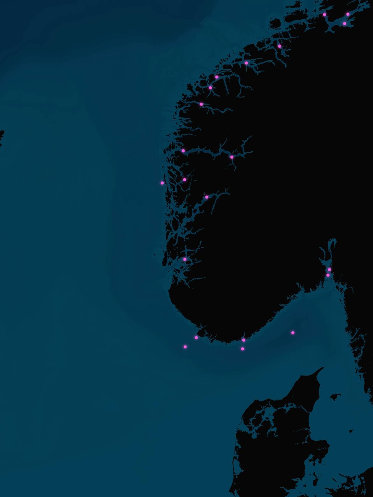 Kartet viser dumpfelt i Nordsjøen.