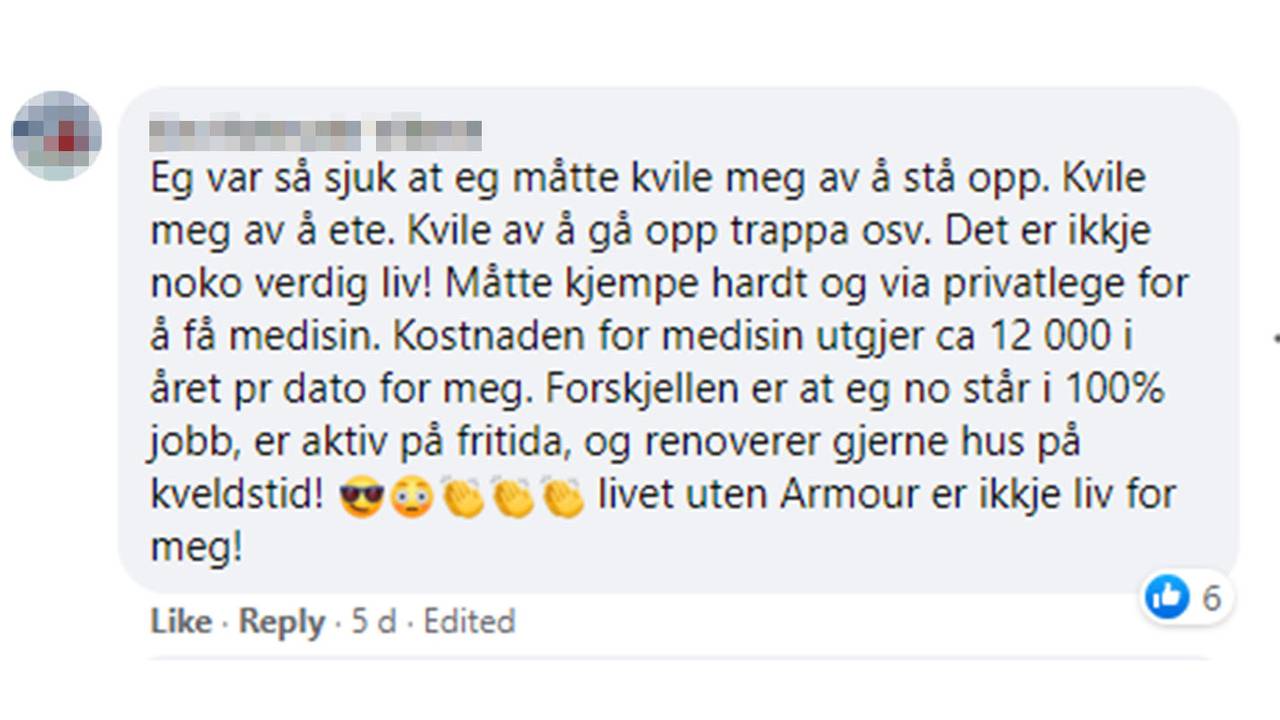 Skjermdump på Facebook