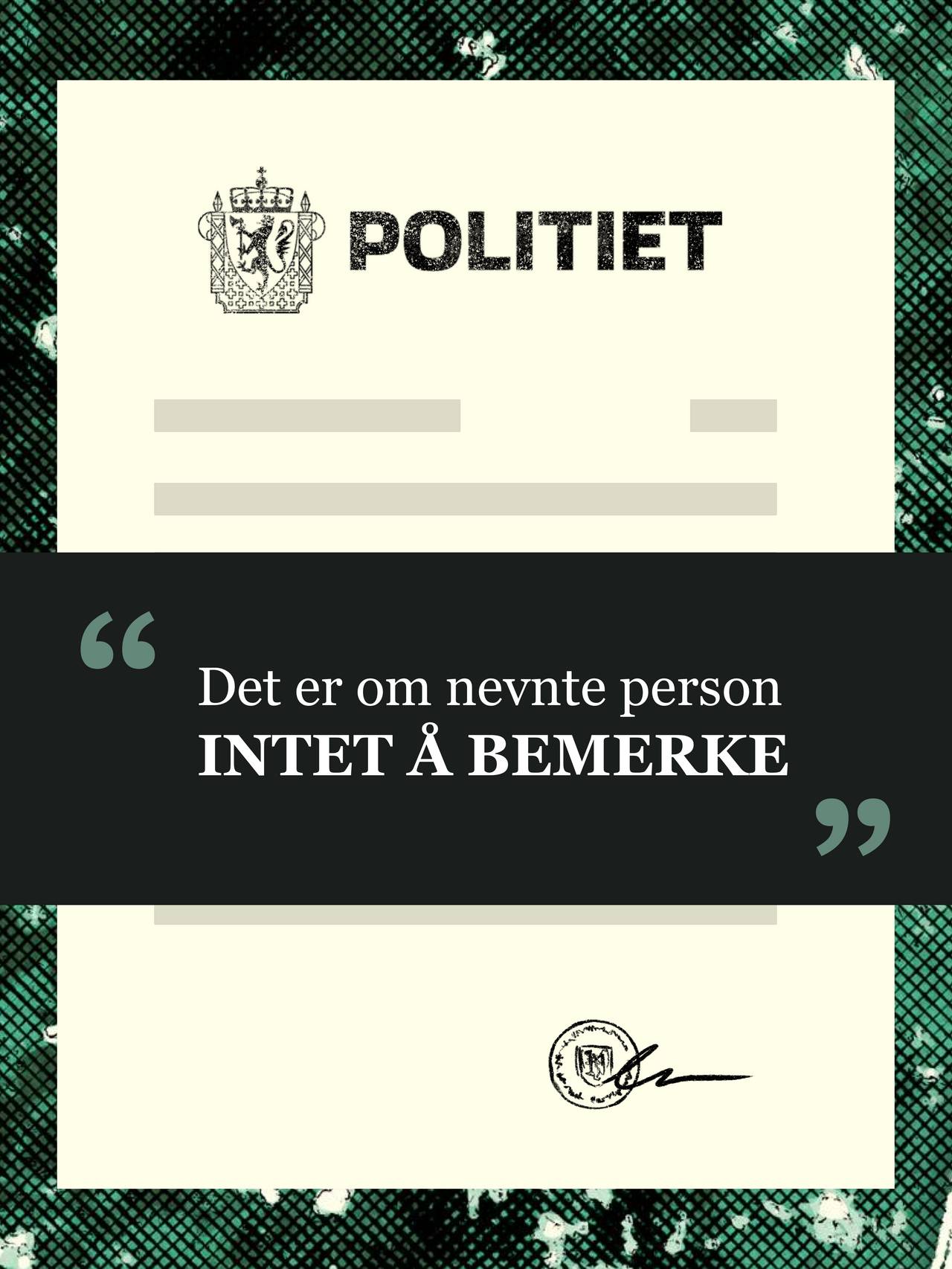 Politiattest – illustrasjon. Uttrekk fra politiattesten: