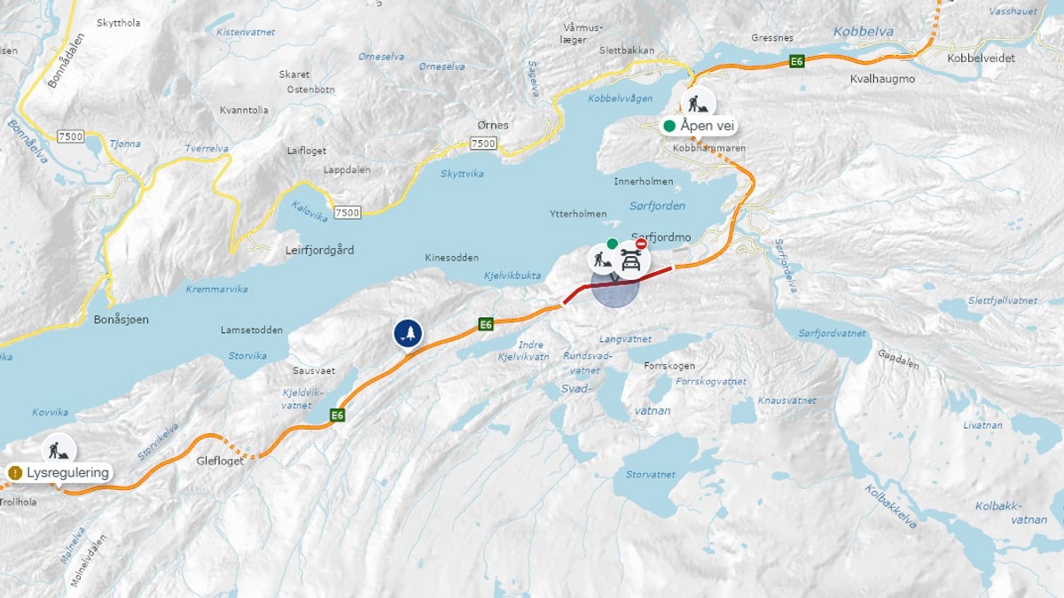 E6 stengt etter r&oslash;ykutvikling i tunnel