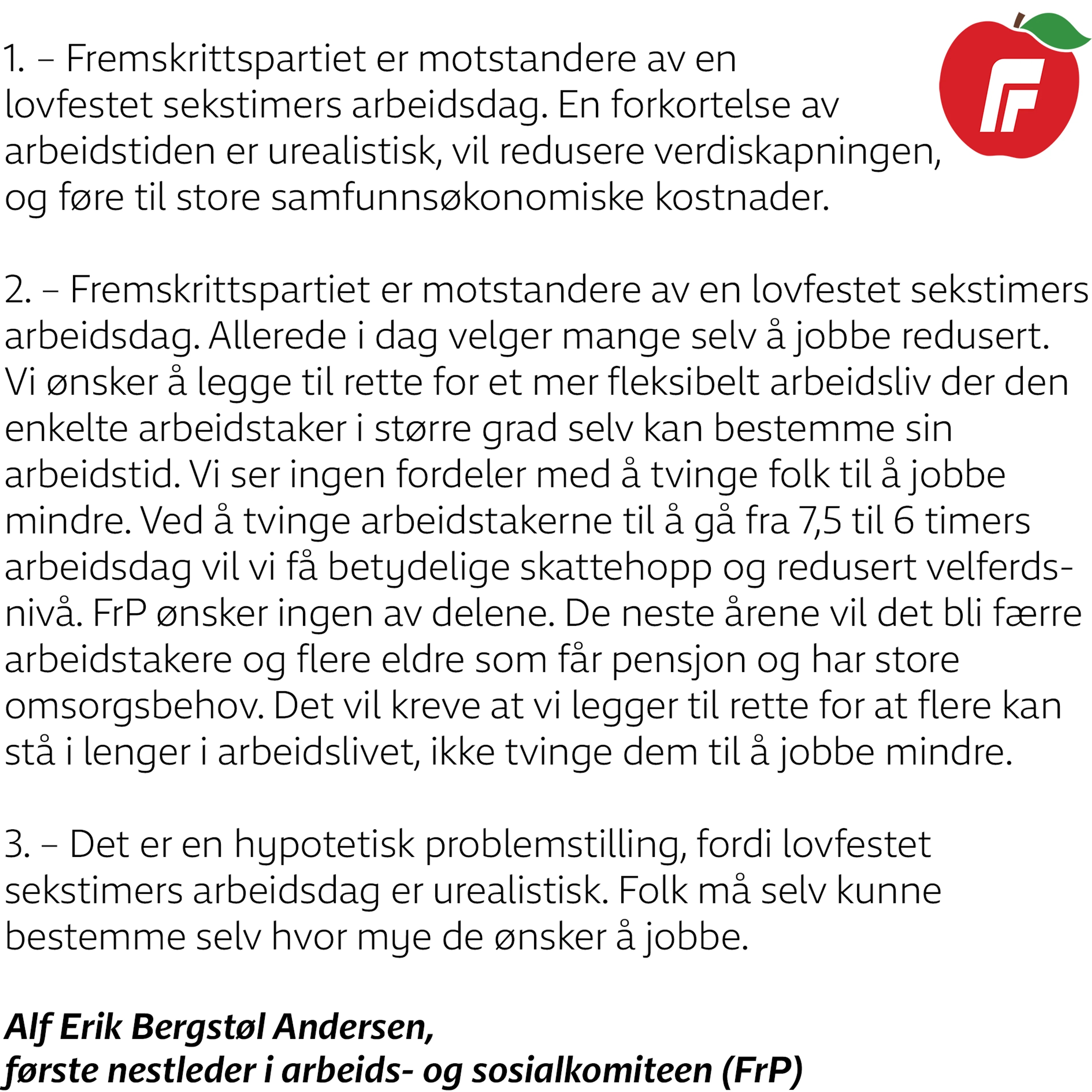 frp sine svar