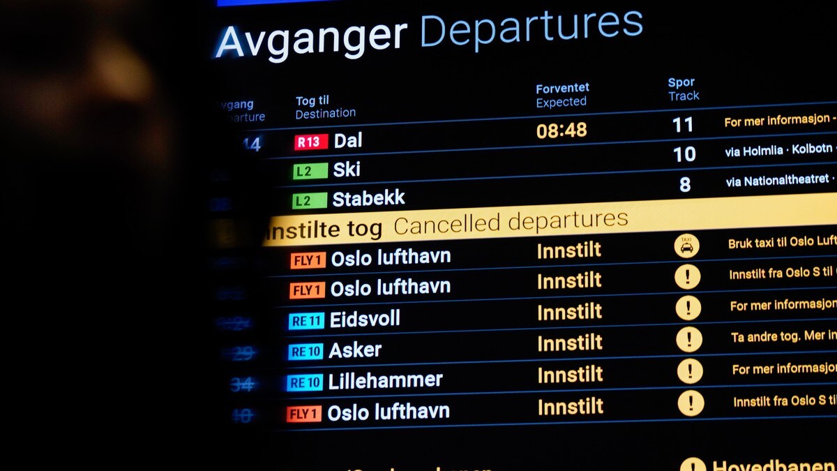 Alle tog mellom Oslo S og Oslo lufthavn er innstilt