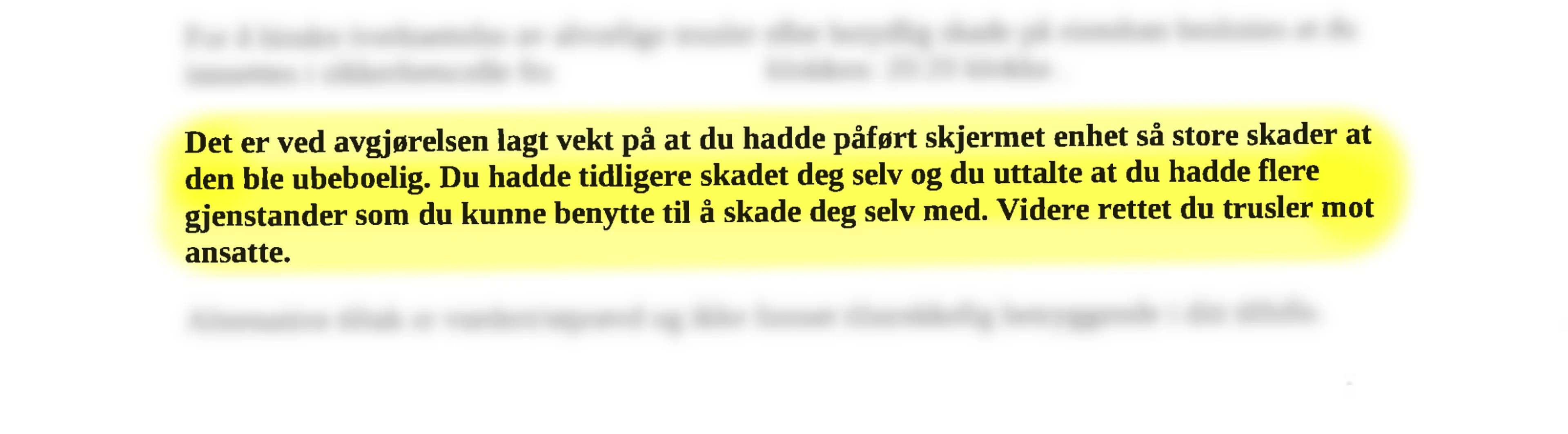 Tekst på papir. NRK har gulet ut noe av teksten.