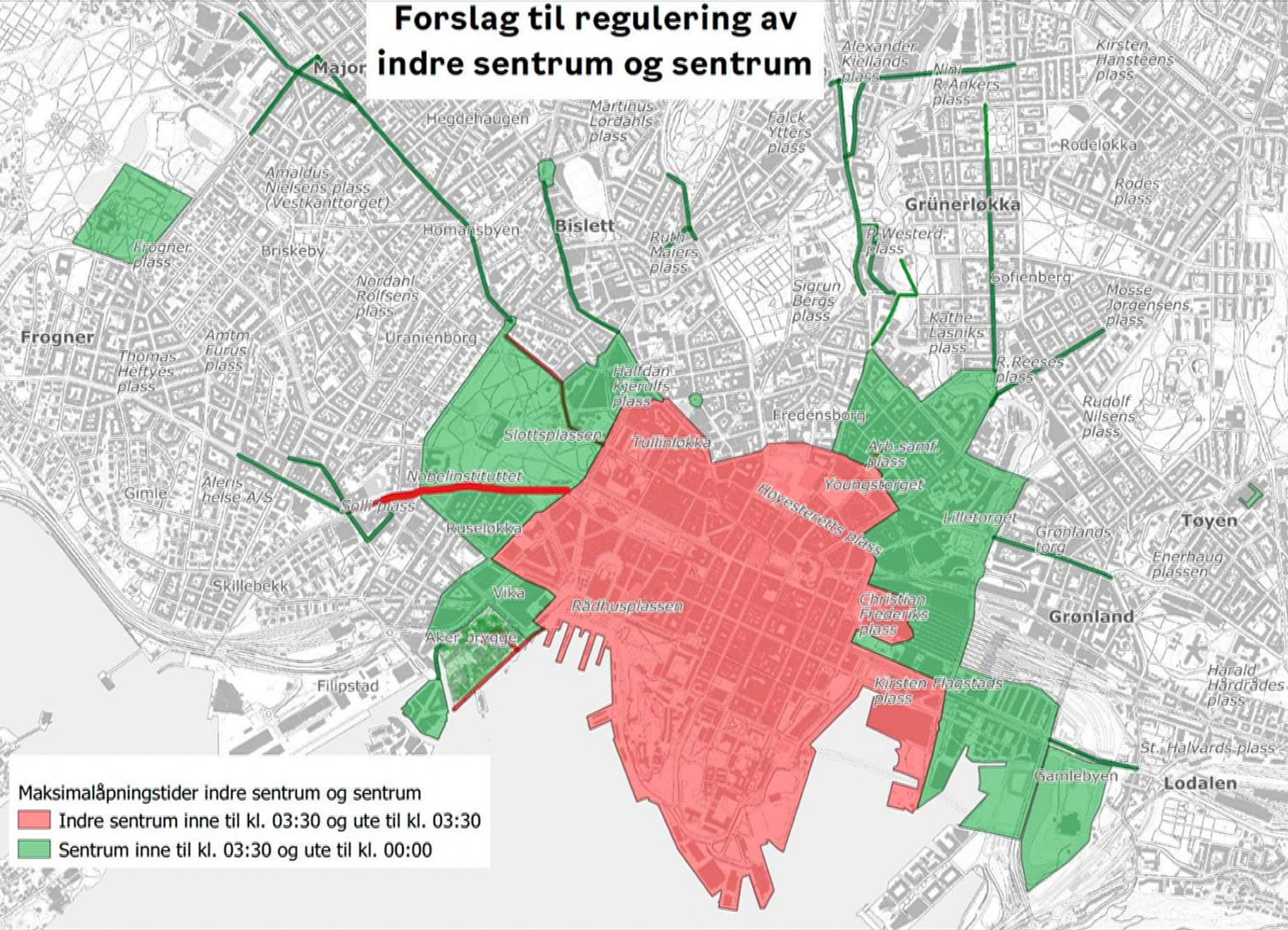 Skjenkekart over Oslo sentrum