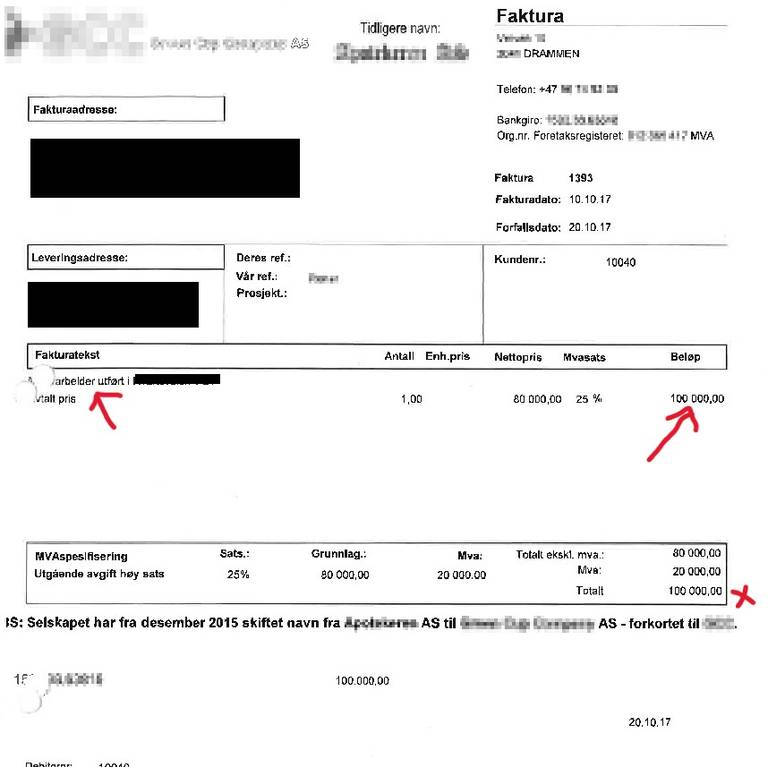 Fictive invoice 1