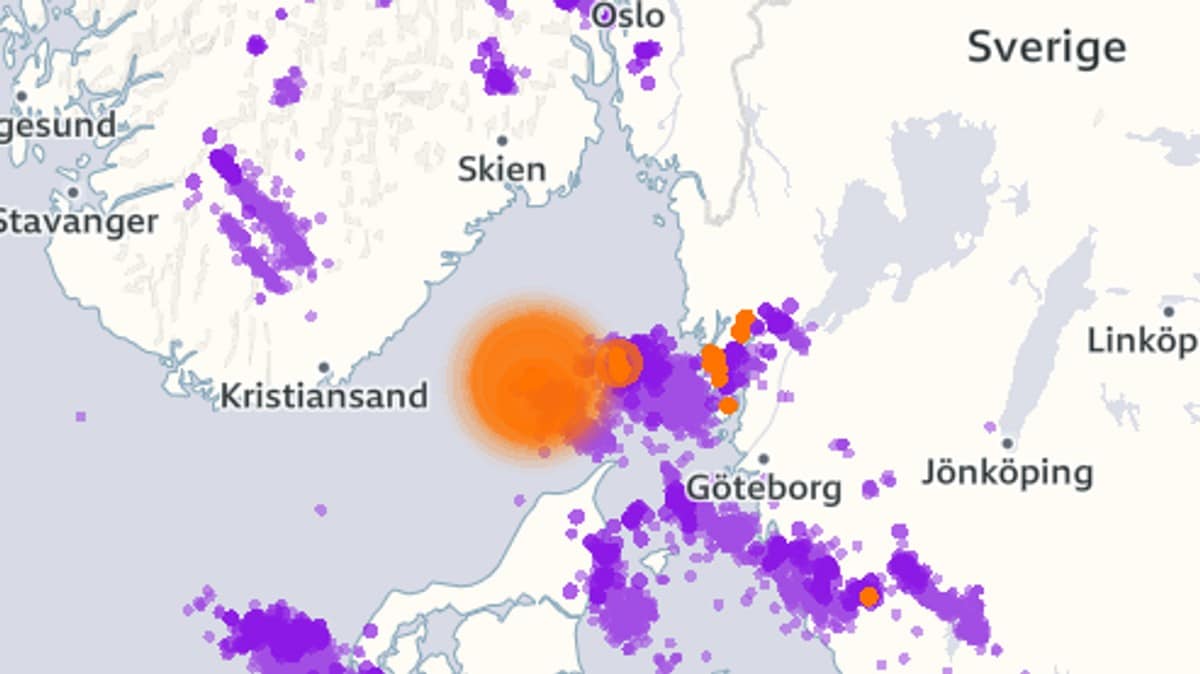 Danmark truffet av 4500 lyn søndag
