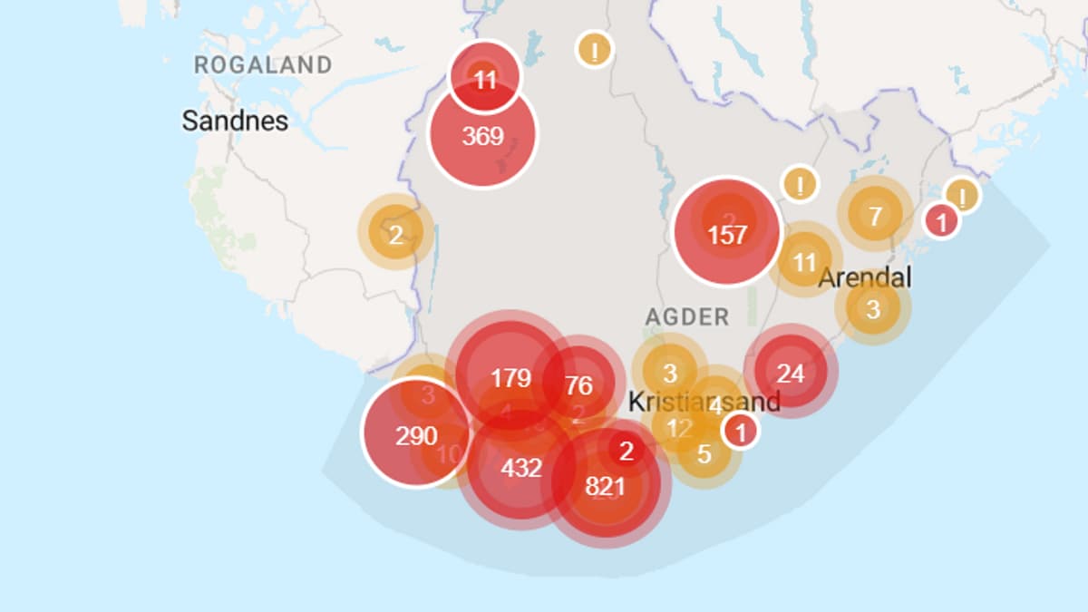 Over 2300 er uten strøm på Agder