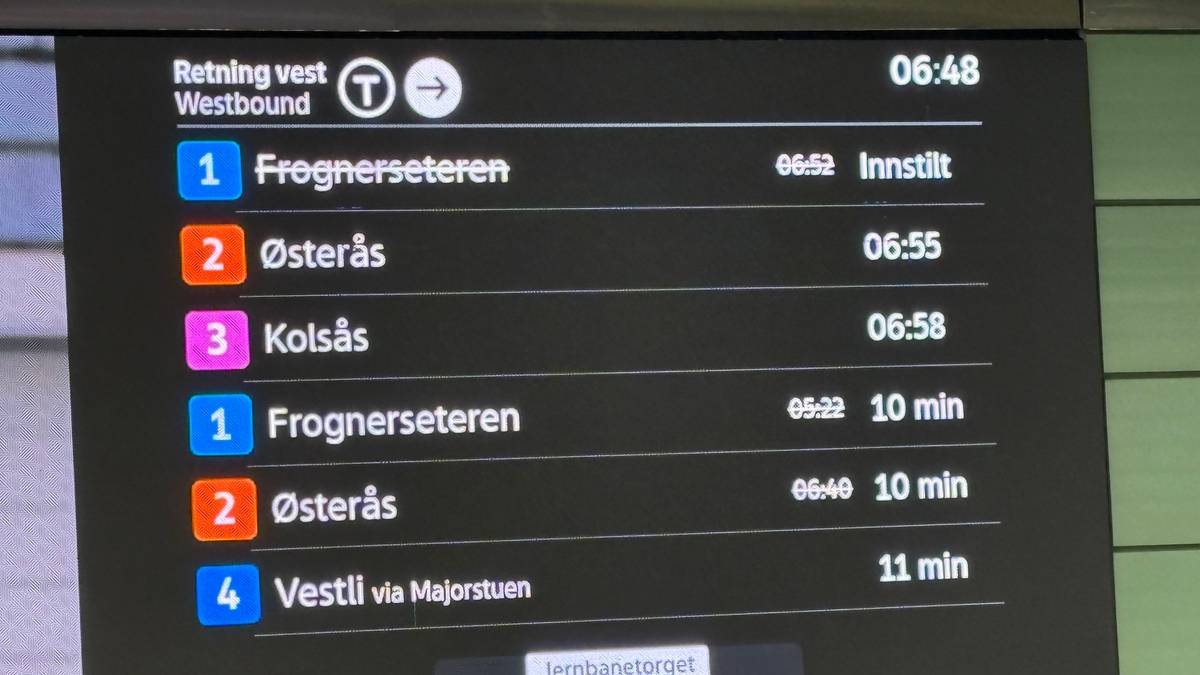 T-baneavsporing skaper forsinkelser
