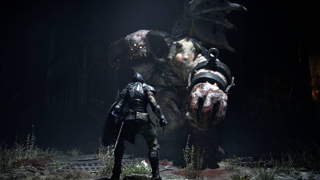 NÅDELØS START: Du har bokstavelig talt spilt «Demon’s Souls» i noen minutter når du møter den første bossen.