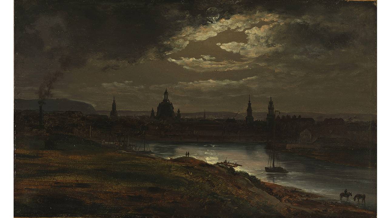 J. C. Dahl «Dresden i måneskinn» fra 1845.