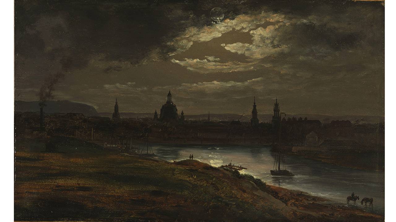 J. C. Dahl «Dresden i måneskinn» fra 1845.