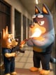 YouTube Bilde av Bluey og en annen figur. Bluey blir skutt.
