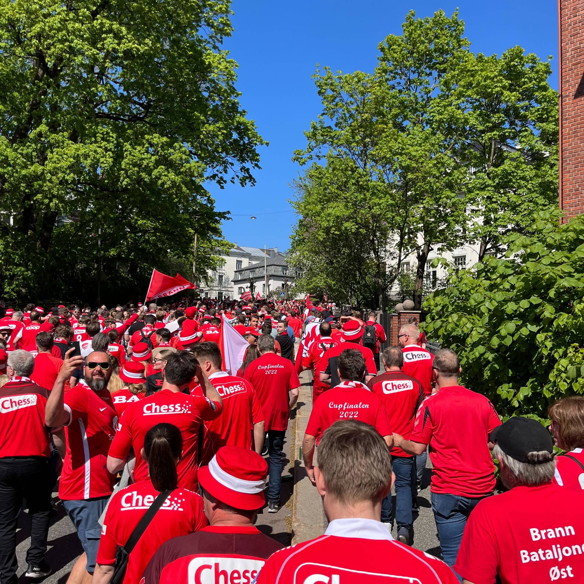 Brann-supportarar på St. Hanshaugen før cupfinale i 2023