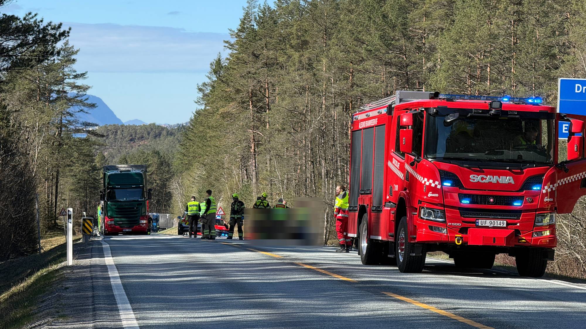 Trafikkulykke på E39 i Brusdalen i Ålesund