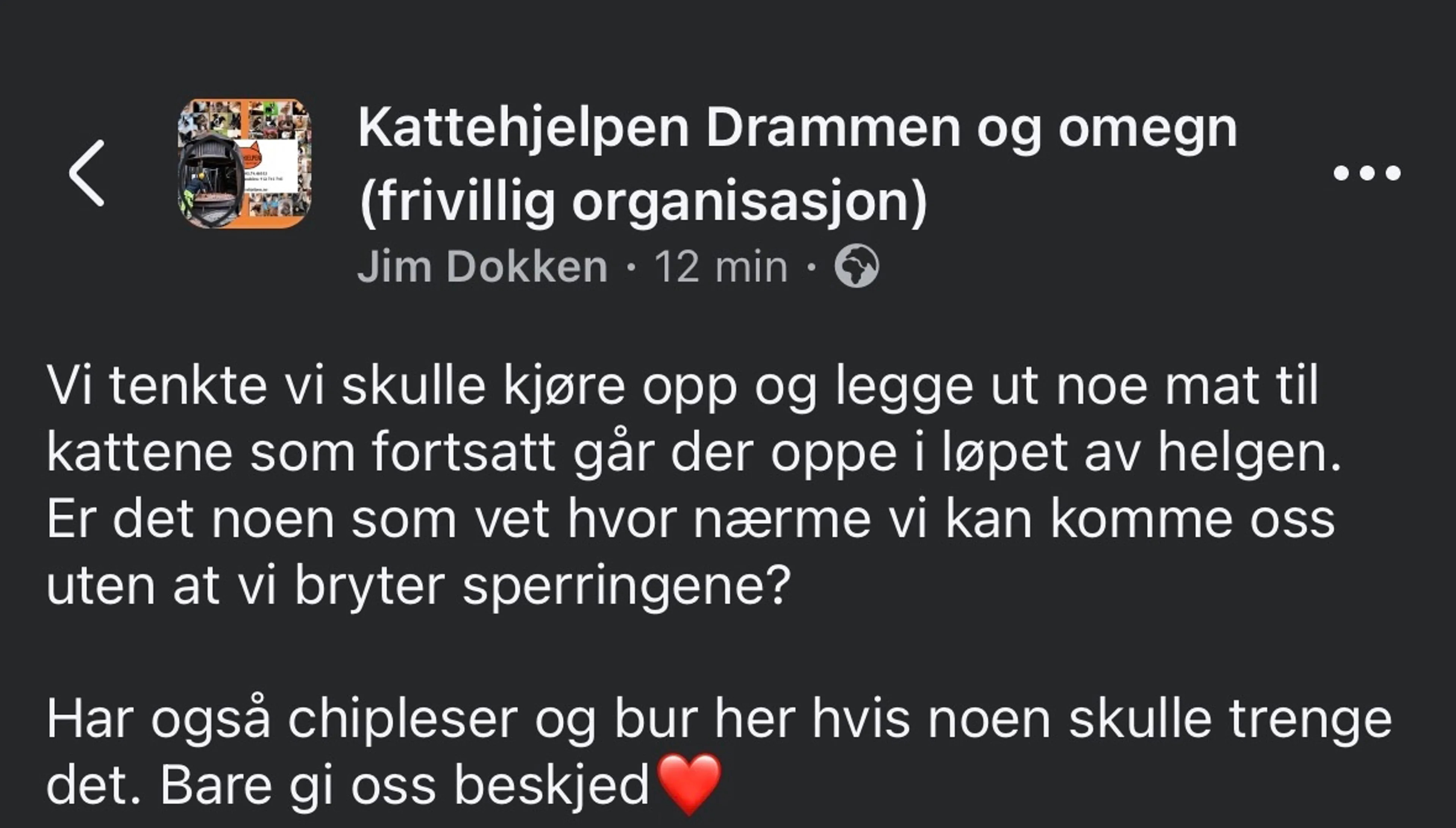Skjermdump fra Facebook