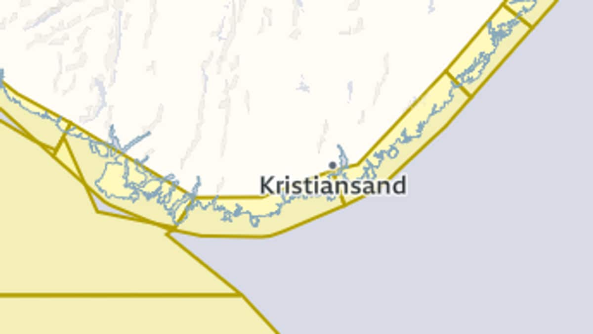 Gult farevarsel – ventet kuling langs sørlandskysten