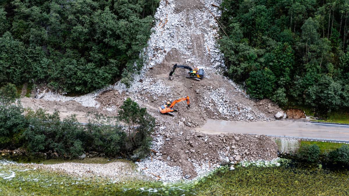 Slik Ser Det Ut På E16 Etter Raset Nrk Vestland 