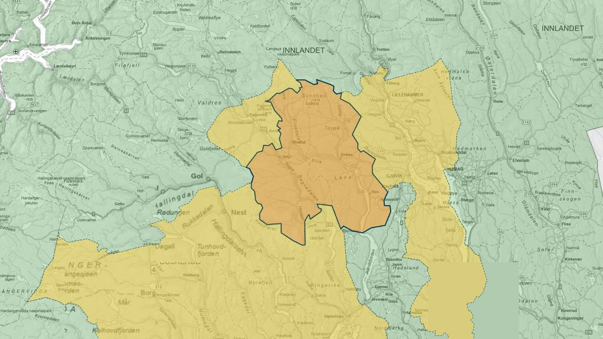 Fare for jordskred i flere kommuner i Innlandet