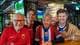 Jakub Krzysztof Spadlo / NRK Fire menn smiler mot kameraet i en bar. Tre av dem har på seg fotballdrakter med norske flagg. Bak dem henger flere fotballdrakter og skjerf, og det er en TV på veggen som viser en fotballkamp.