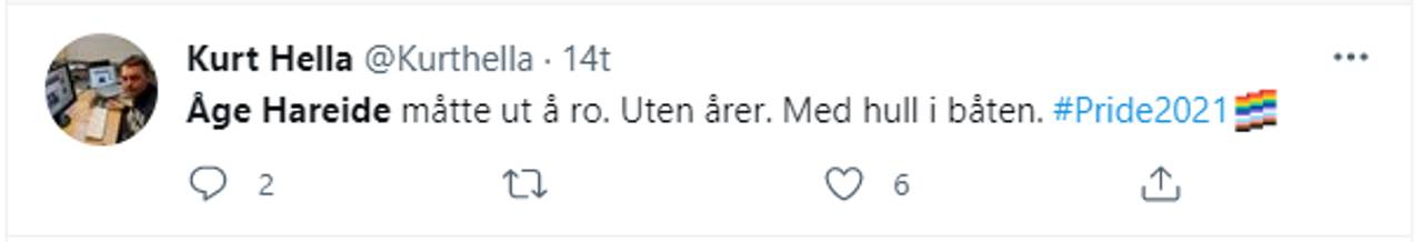 Twitter-melding om Åge Hareide
