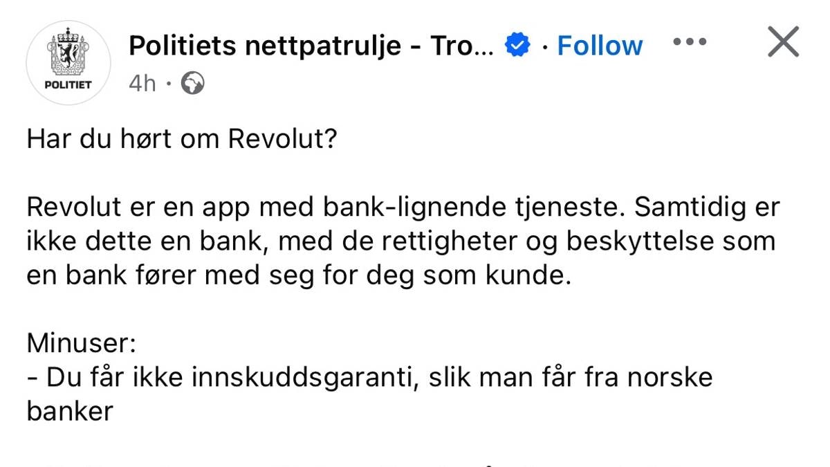 Politiet advarte mot å bruke Revolut: Så tok det av i kommentarfeltet
