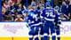 Chris O'Meara / AP / NTB Emil Lilleberg og lagkameratene i Tampa Bay Lightning jubler etter 1-0-målet mot Philadelphia Flyers i NHL