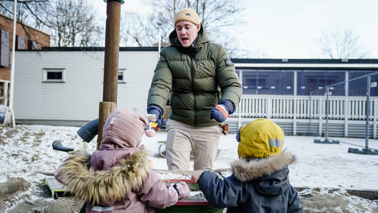 Martin Klingan Skjold arbeider i NRK-barnehagen.