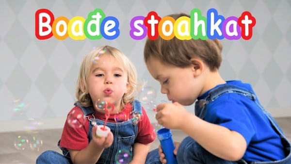 Boađe stoahkat mánáiguin! Mii stoahkat, dánsut, lávlut ja ohcat iešguđetlágan elliid - Bli med å leke, danse, synge og finne forskjellige dyr.