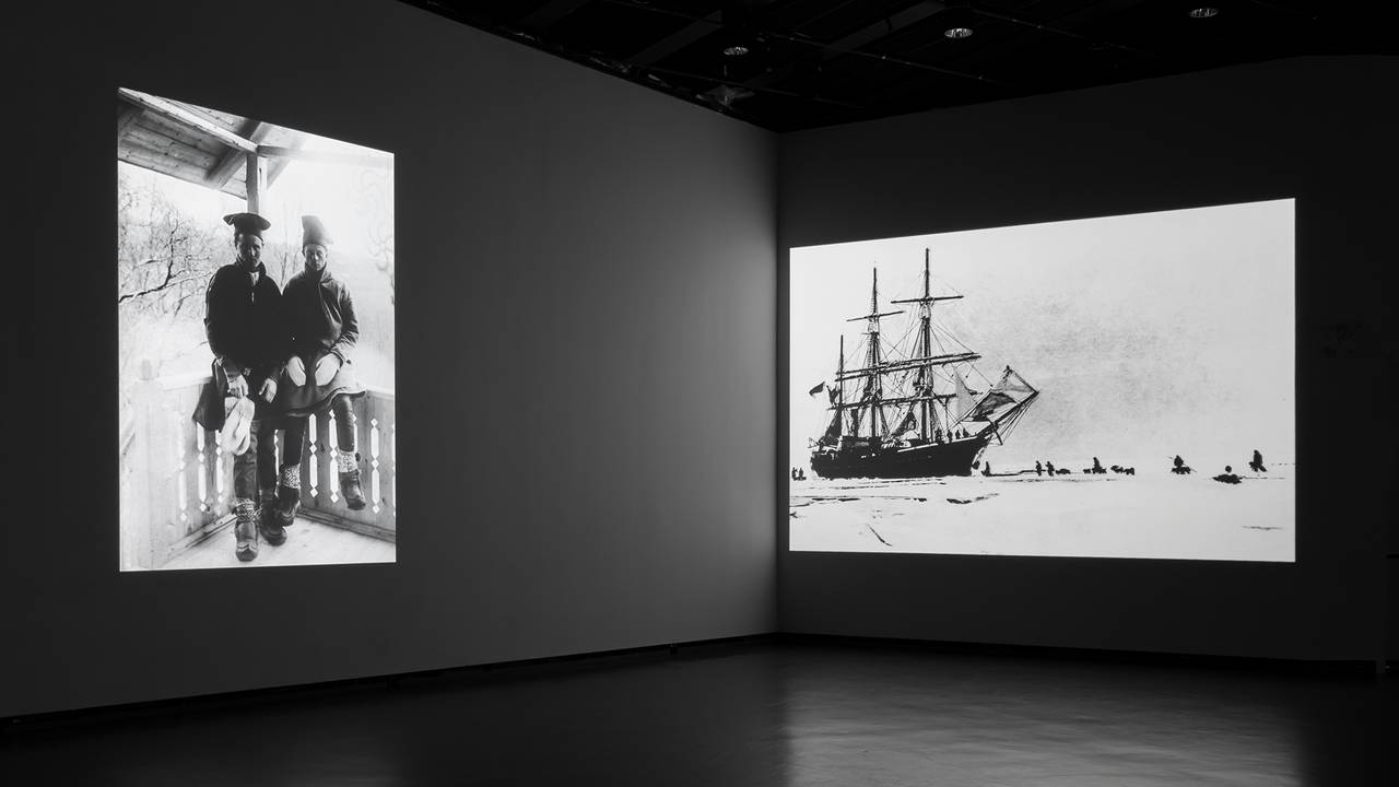 Fra utstillingen Nils-Aslak Valkeapää / Áillohaš på Henie Onstad Kunstsenter