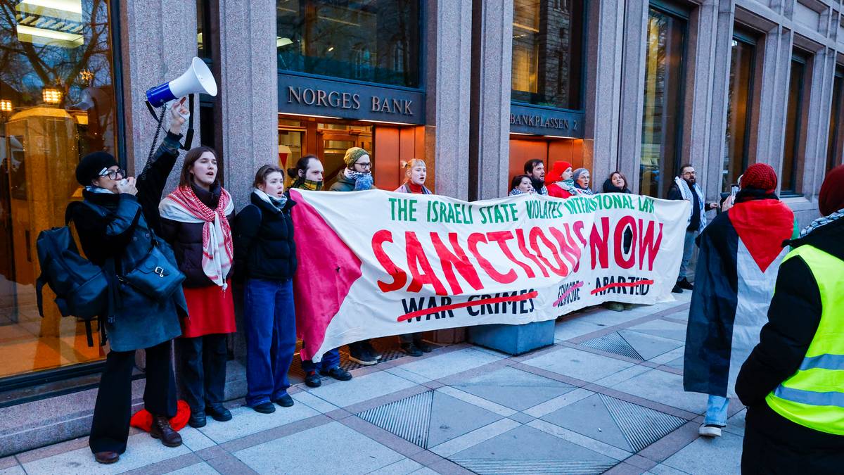 Palestina-demonstranter blokkerer Norges Bank