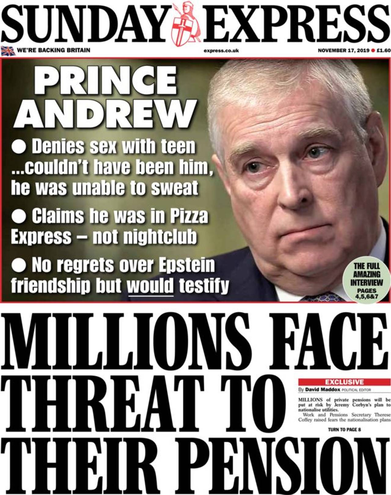Forsiden av Sunday Express