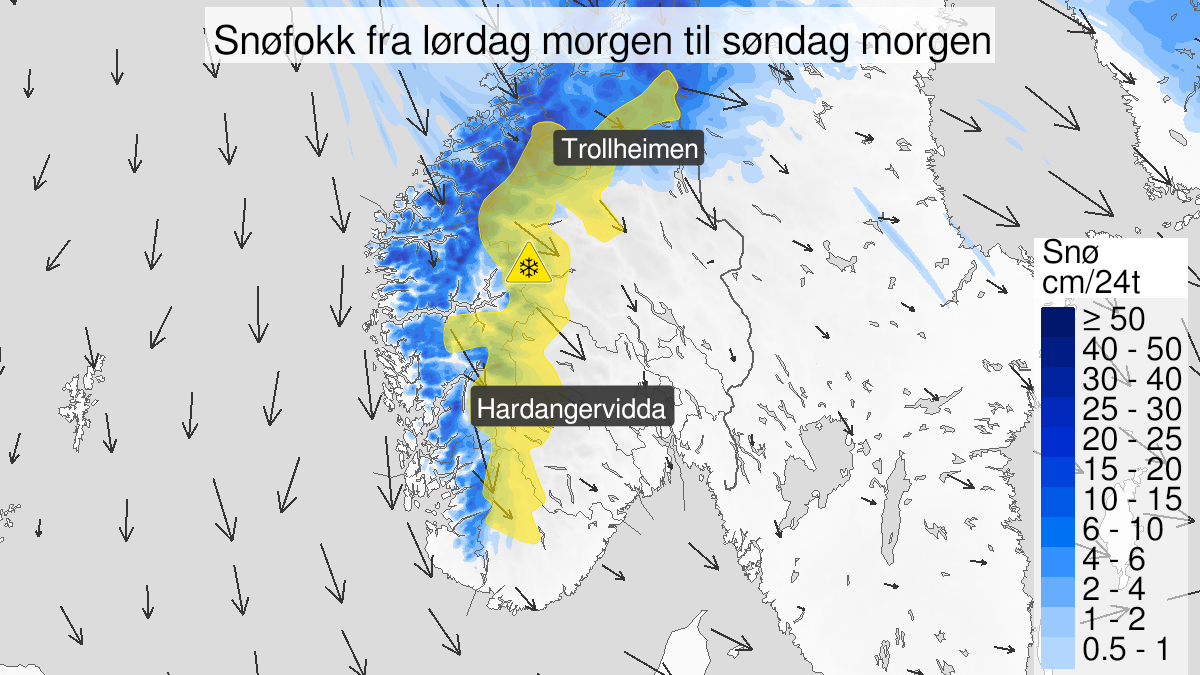 Farevarsel om snøfokk i Sør-Norge