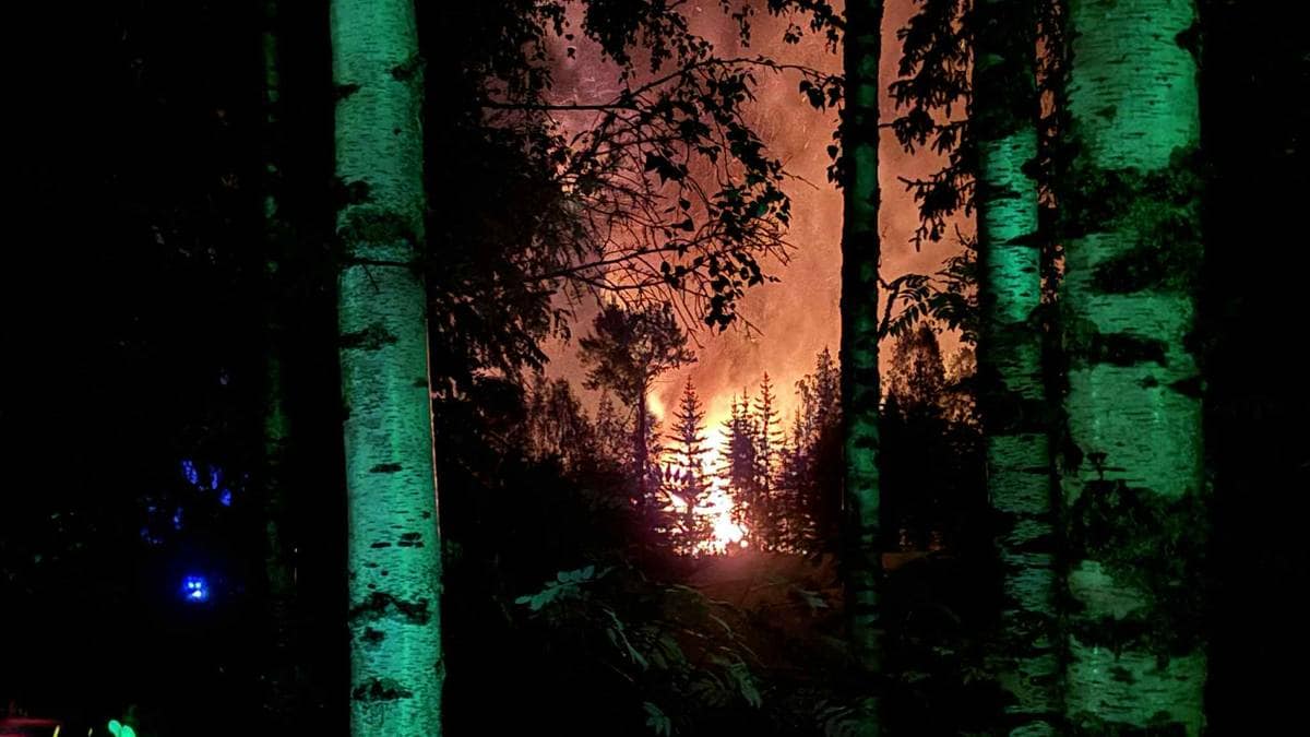 Stor utrykning til boligbrann i Buskerud
