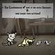 Jenny Lund / Edmund McMillen / Tyler Glaiel En tegneserieaktig scene med fire kattefigurer og tekst som lyder "Sir Cumference got it on with Izanami... and made two kittens!". En av figurene sitter, mens en annen ligger med munnen åpen. To mindre figurer står ved siden av. Bak dem ser man et bord, en stol og en klokke. (Bildebeskrivelsen er laget av en KI-tjeneste)
