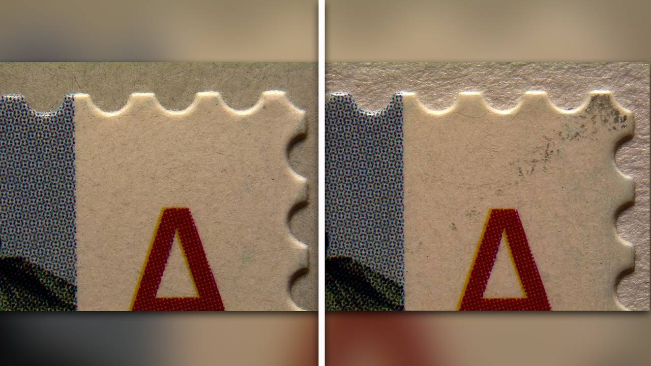 Sammenligning av tagg på frimerke i forhold til motiv