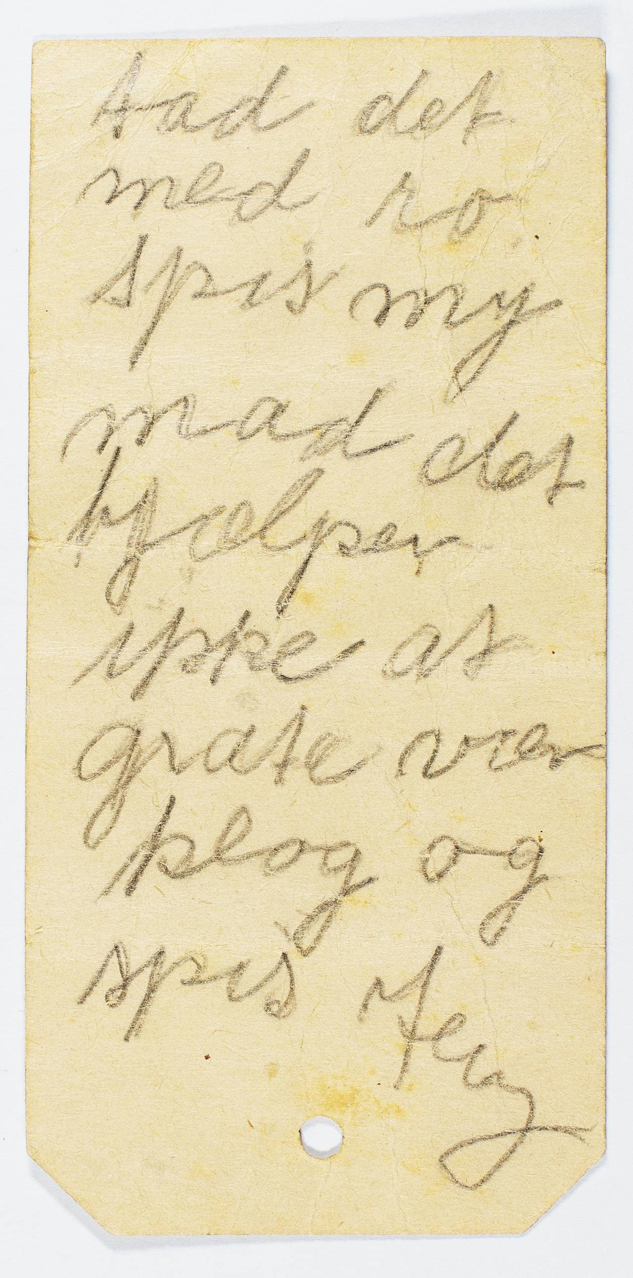 En håndskrevet lapp fra mamma Jenny til Betzy Rosenberg fra tida hun satt i husarrest på Museumsplass i Trondheim.