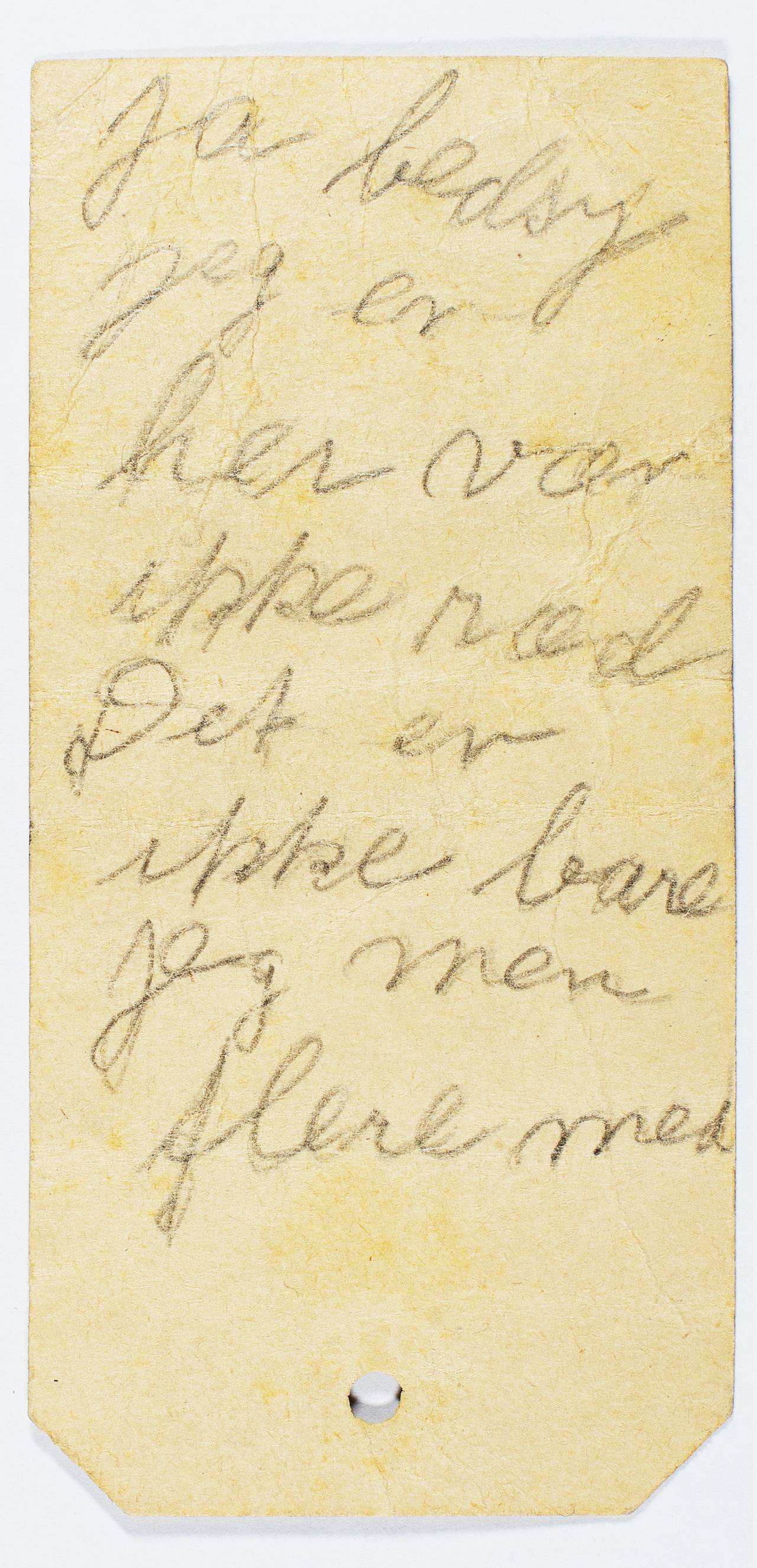 En håndskrevet lapp fra mamma Jenny til Betzy Rosenberg fra tida hun satt i husarrest på Museumsplass i Trondheim.