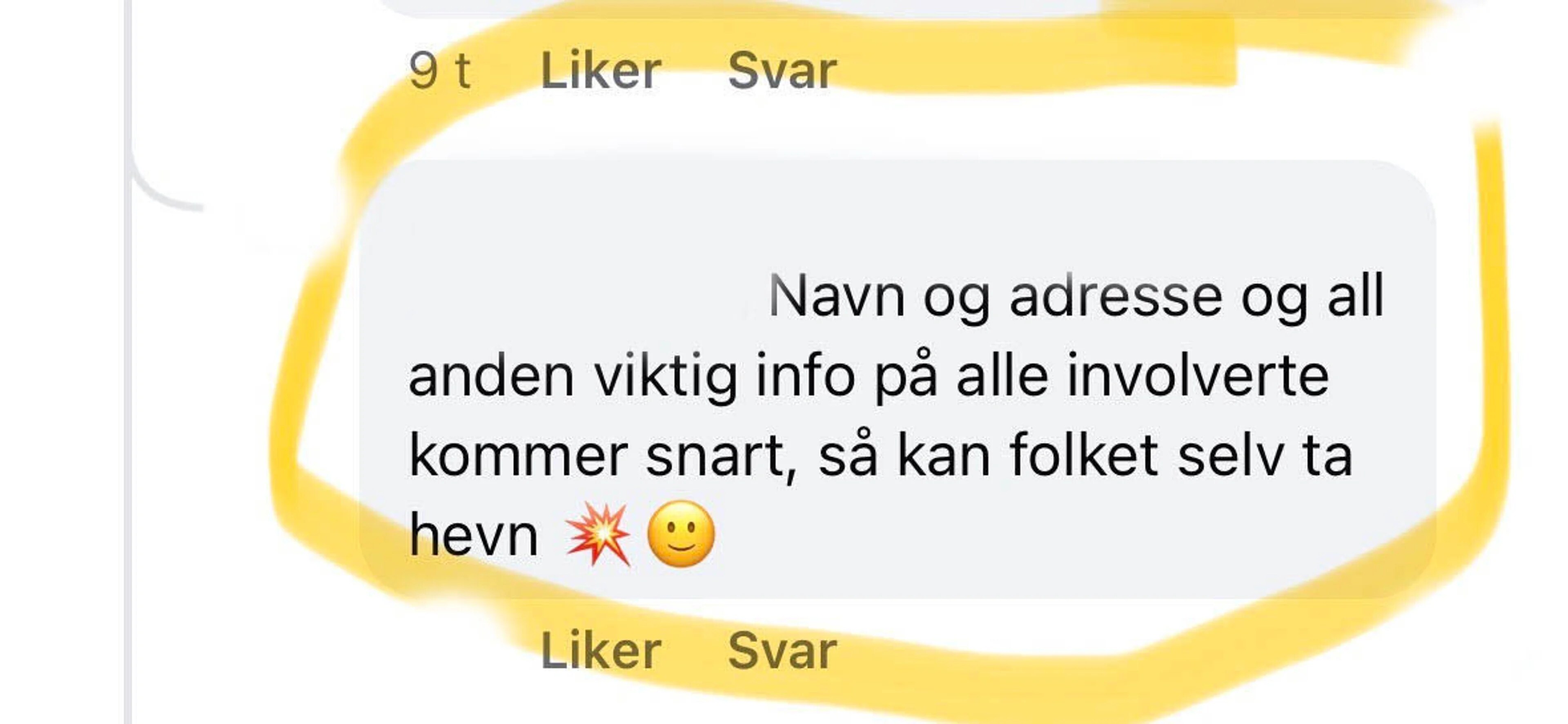 hets og stygge kommentarar på facebookgruppe