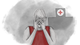 Illustrasjon av person i rød genser som dekker ansiktet med hendene. Bak ham er et sykehus.
