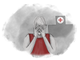 Illustrasjon av person i rød genser som dekker ansiktet med hendene. Bak ham er et sykehus.