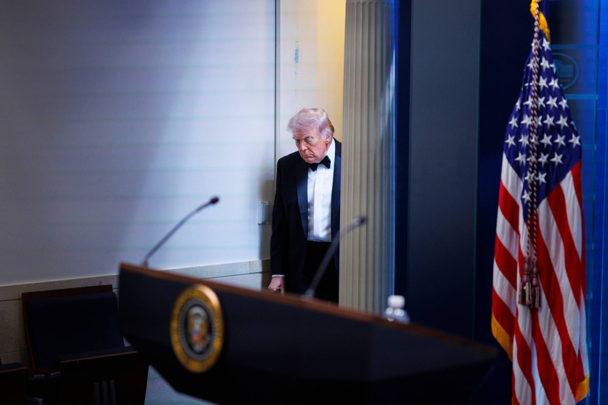 Donald Trump etter skytingen på korrespondentmiddagen i Washington. 