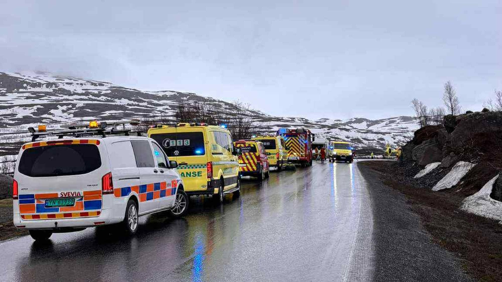 Nødetater på ulykkesstedet