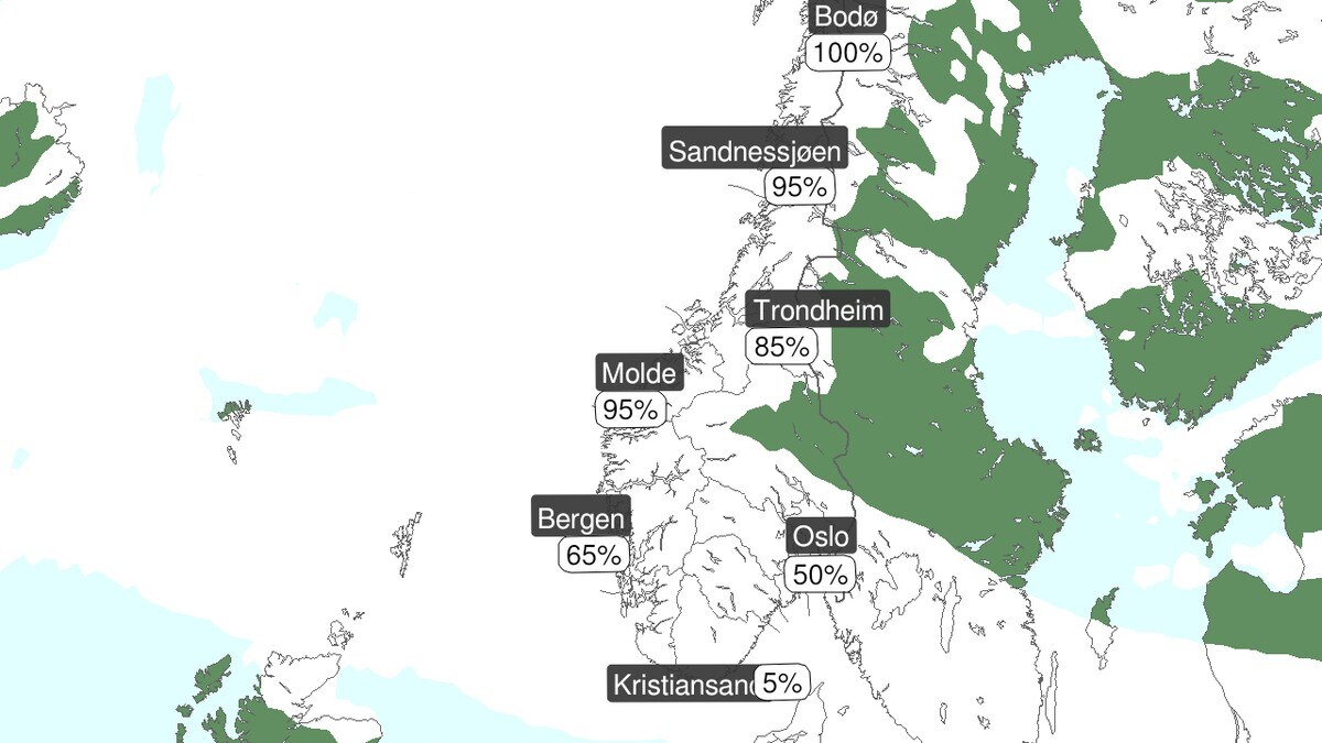 Her er det størst sjanse for snø på nyttårsaftan